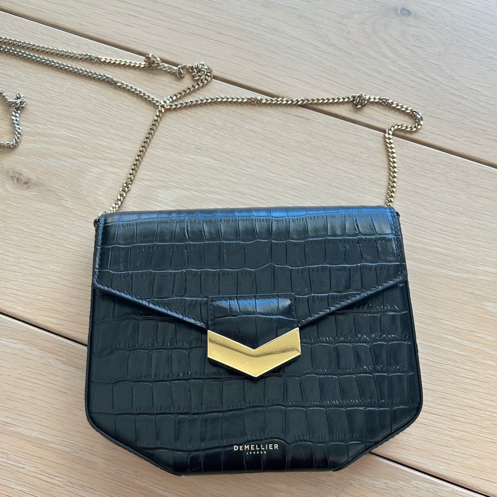 DeMellier Black Croc-Embossed Mini London Leather Bag - Picture 2 of 9